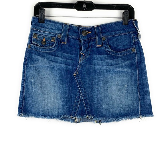 True Religion Dresses & Skirts - True Religion Jean Mini Raw Hem Skirt